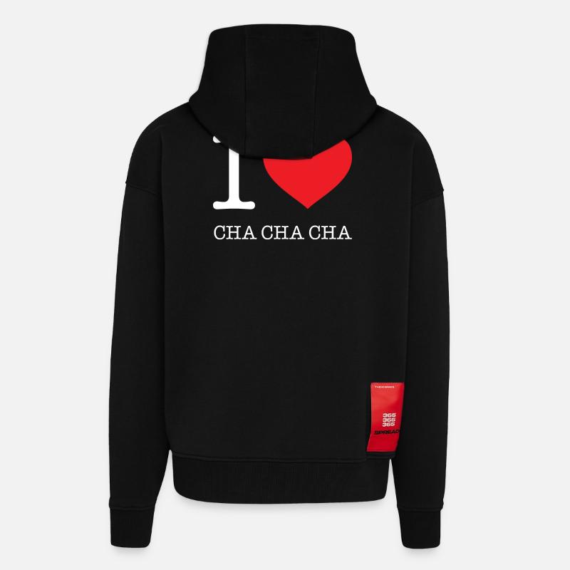 J’AIME CHA CHA CHA - Veste à capuche bio épaisse oversize fabriqué en UE - SOLID BLACK