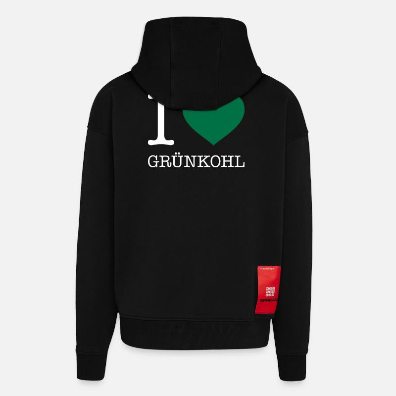 J’adore le chou frisé - Veste à capuche bio épaisse oversize fabriqué en UE - SOLID BLACK