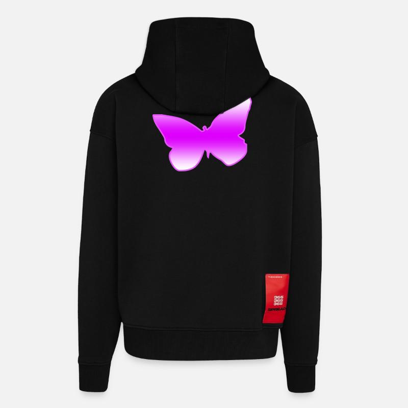 Papillon - Veste à capuche bio épaisse oversize fabriqué en UE - SOLID BLACK