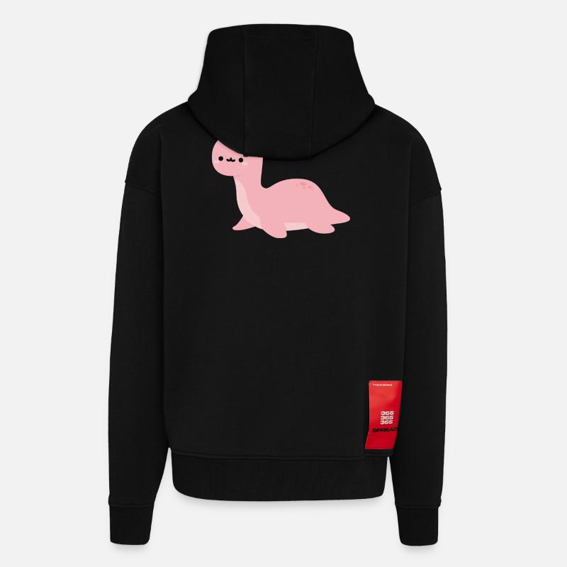 Brontosaurus Harmonica - Veste à capuche bio épaisse oversize fabriqué en UE - SOLID BLACK