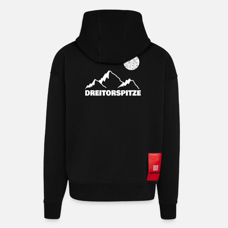 Dessus à trois buts - Veste à capuche bio épaisse oversize fabriqué en UE - SOLID BLACK