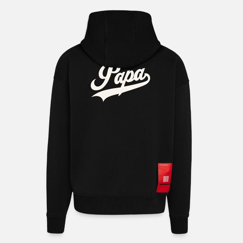 Classic Papa Script - Zip Hoodie - made by SPREAD - SOLID BLACK