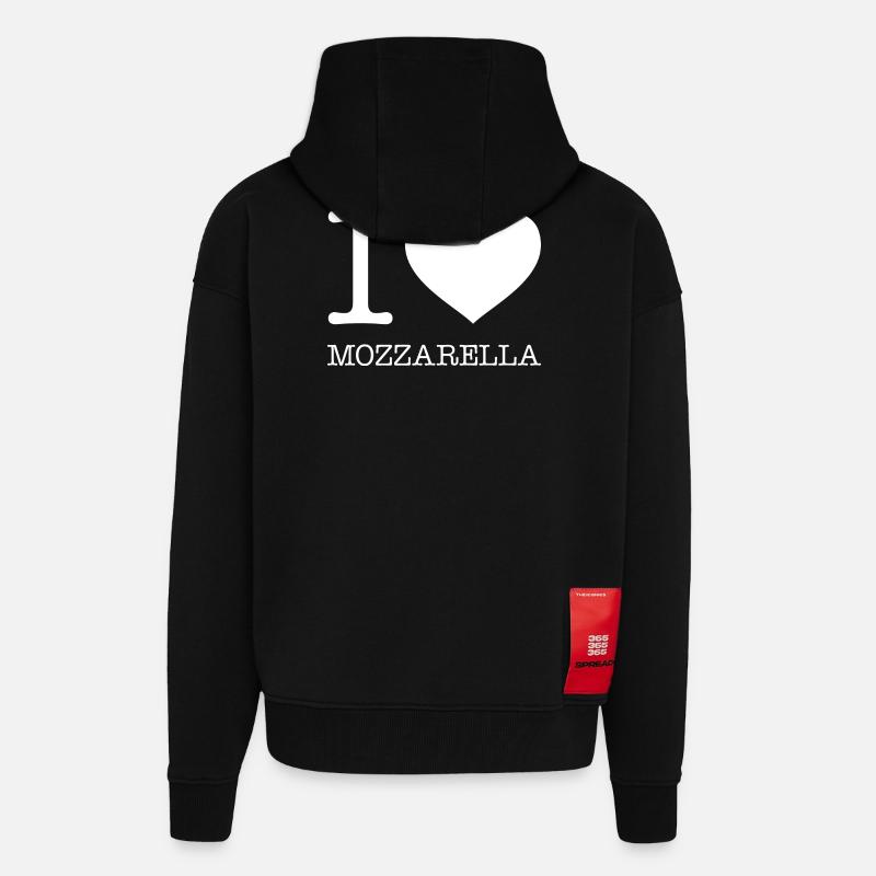 I LOVE MOZZARELLA - Zip Hoodie - made by SPREAD - SOLID BLACK