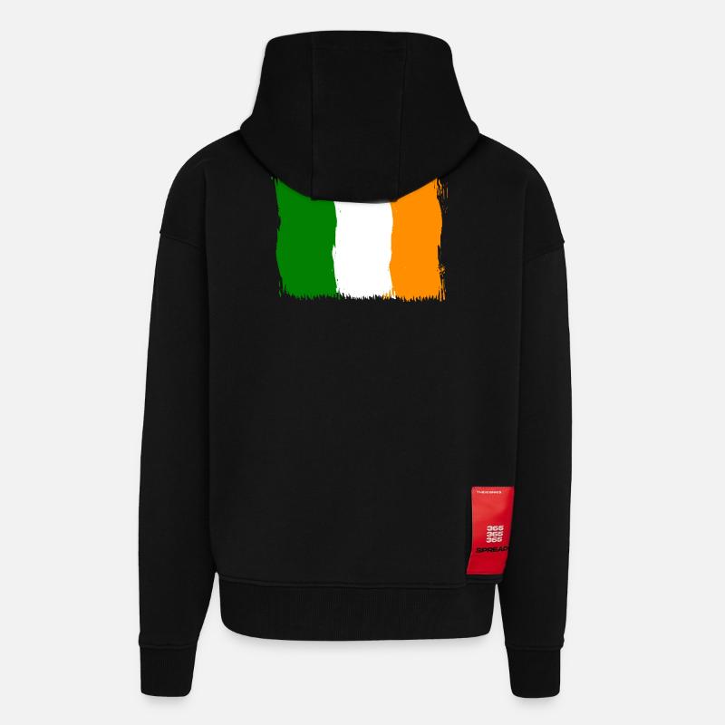 Irlande , Drapeau Drapeau Cadeau - Veste à capuche bio épaisse oversize fabriqué en UE - SOLID BLACK