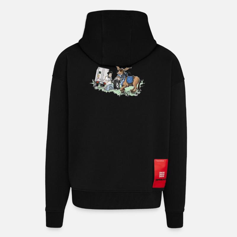 Assistance routière en voiture d’âne - Veste à capuche bio épaisse oversize fabriqué en UE - SOLID BLACK