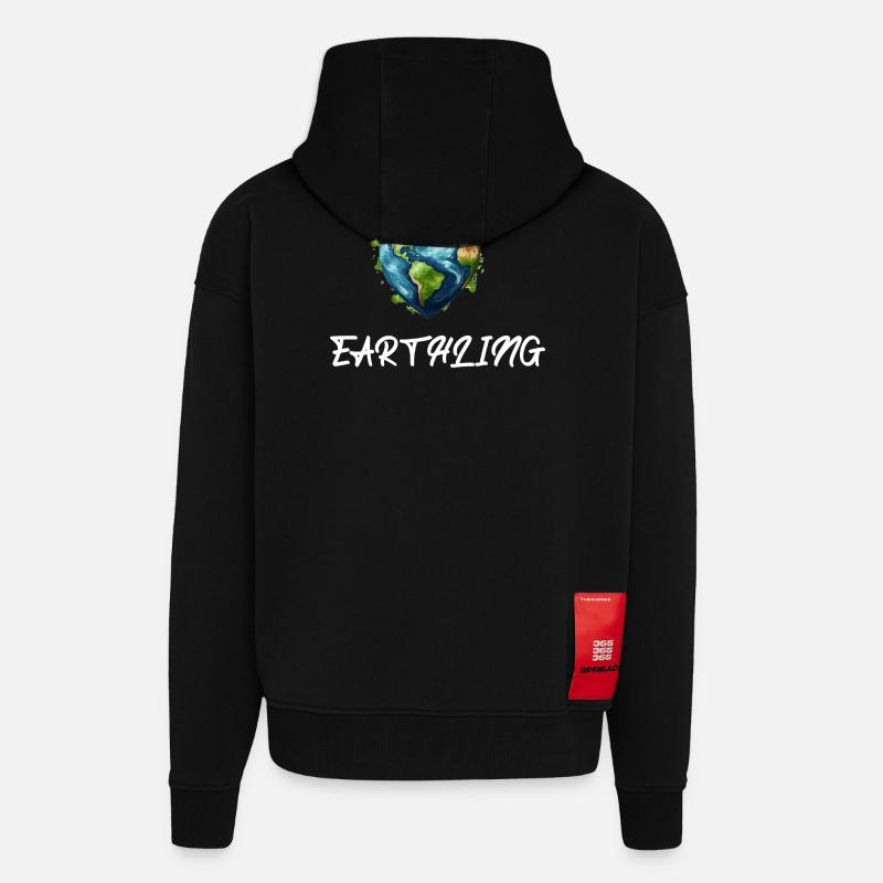 Citoyen terrien du monde - Veste à capuche bio épaisse oversize fabriqué en UE - SOLID BLACK
