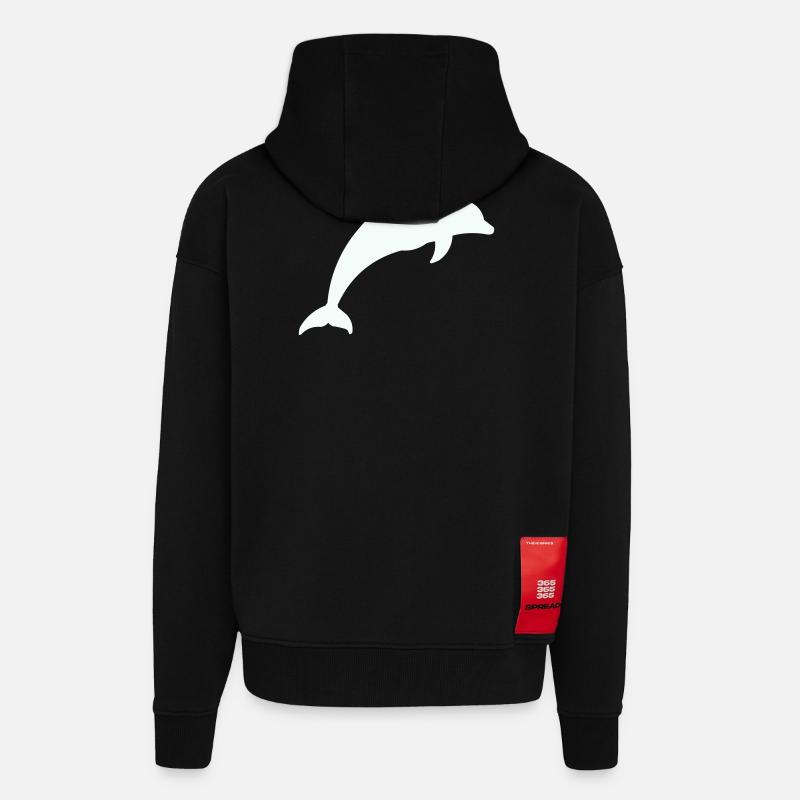 Leuchtender Delfin Silhouette - Zip Hoodie - made by SPREAD - SOLID BLACK