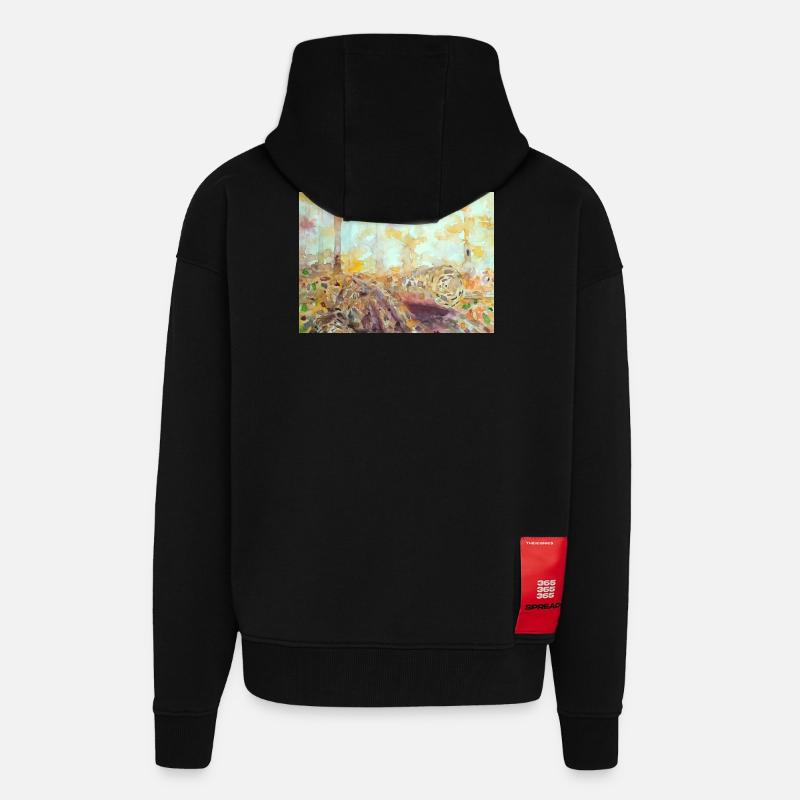 Wald-Aquarelllandschaft im Herbst - Zip Hoodie - made by SPREAD - SOLID BLACK