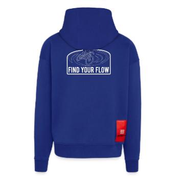 Cycliste de VTT Électrique Trouvez votre dessin de ligne Flow - Veste à capuche bio épaisse oversize fabriqué en UE - Iconic Blue - Dos