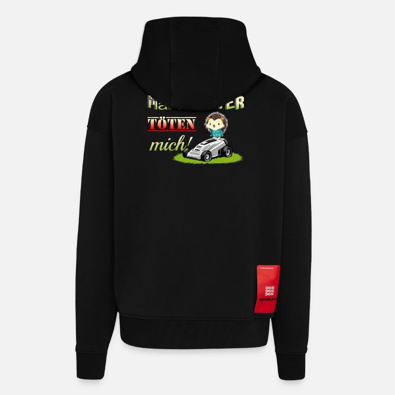 Robotic lawnmowers kill hedgehogs - Zip Hoodie - made by SPREAD - SOLID BLACK
