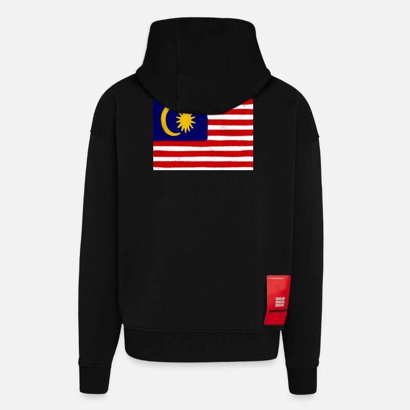 Drapeau de la Malaisie - Veste à capuche bio épaisse oversize fabriqué en UE - SOLID BLACK