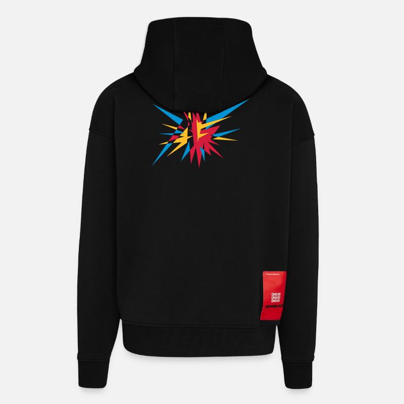 Explosion und Strahlen - Zip Hoodie - made by SPREAD - SOLID BLACK