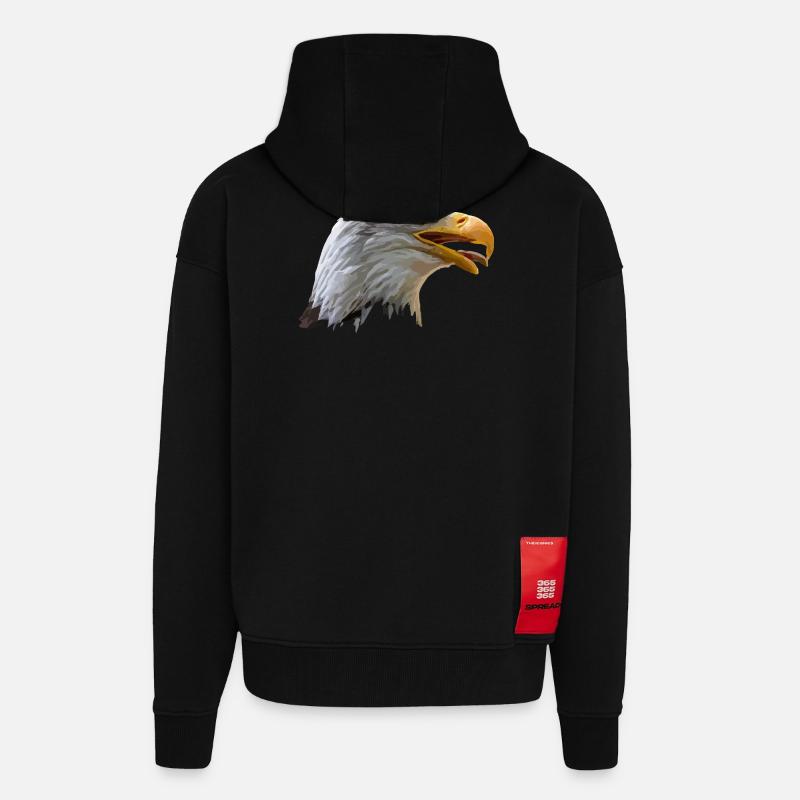 Aigle à tête blanche - Veste à capuche bio épaisse oversize fabriqué en UE - SOLID BLACK