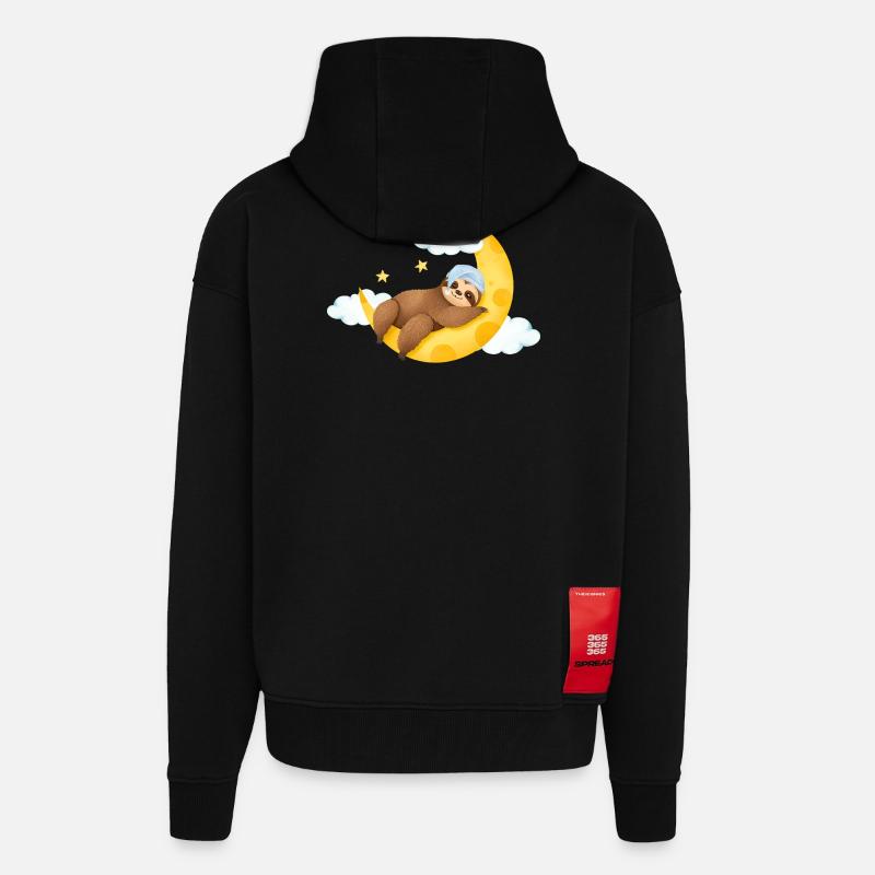 Faultier auf dem Mond - Zip Hoodie - made by SPREAD - SOLID BLACK