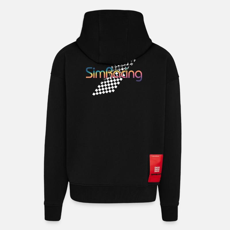 SimRacing Gradient Logo - Veste à capuche bio épaisse oversize fabriqué en UE - SOLID BLACK