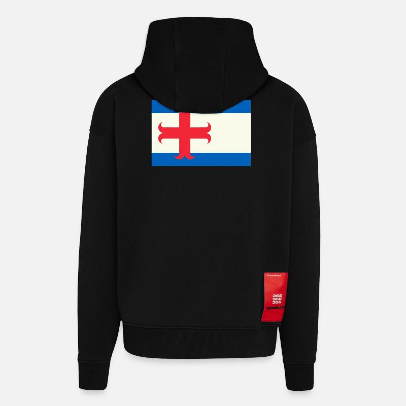 drapeau Zutphen - Veste à capuche bio épaisse oversize fabriqué en UE - SOLID BLACK