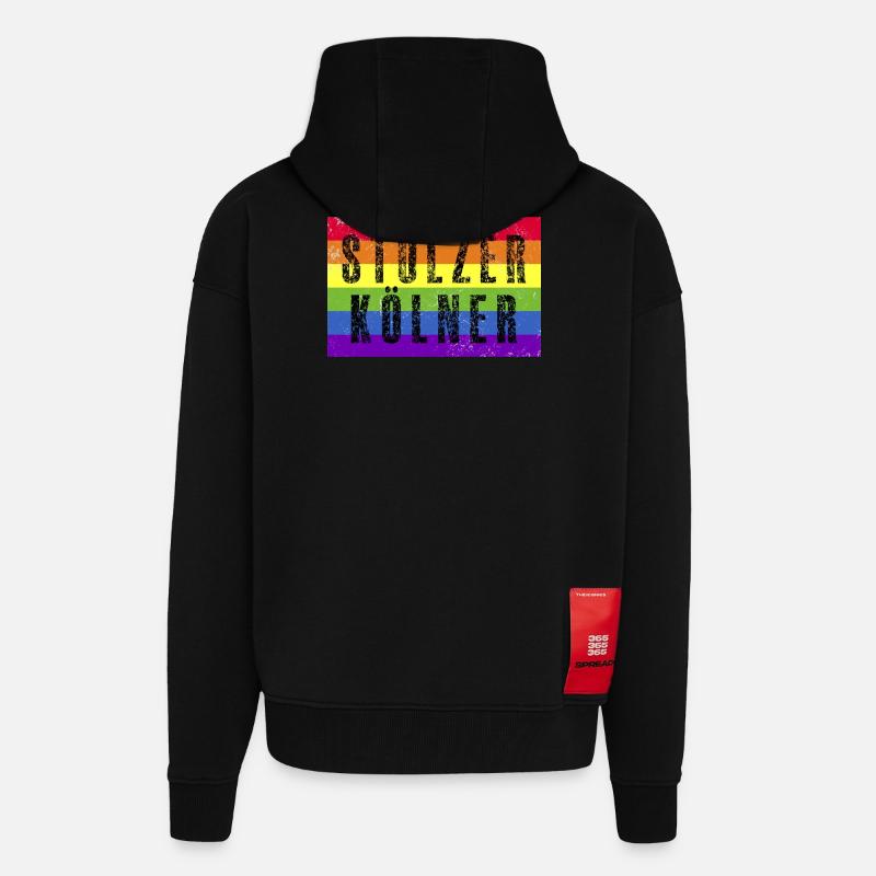 Stolzer Kölner - Regenbogenfahne - Zip Hoodie - made by SPREAD - SOLID BLACK