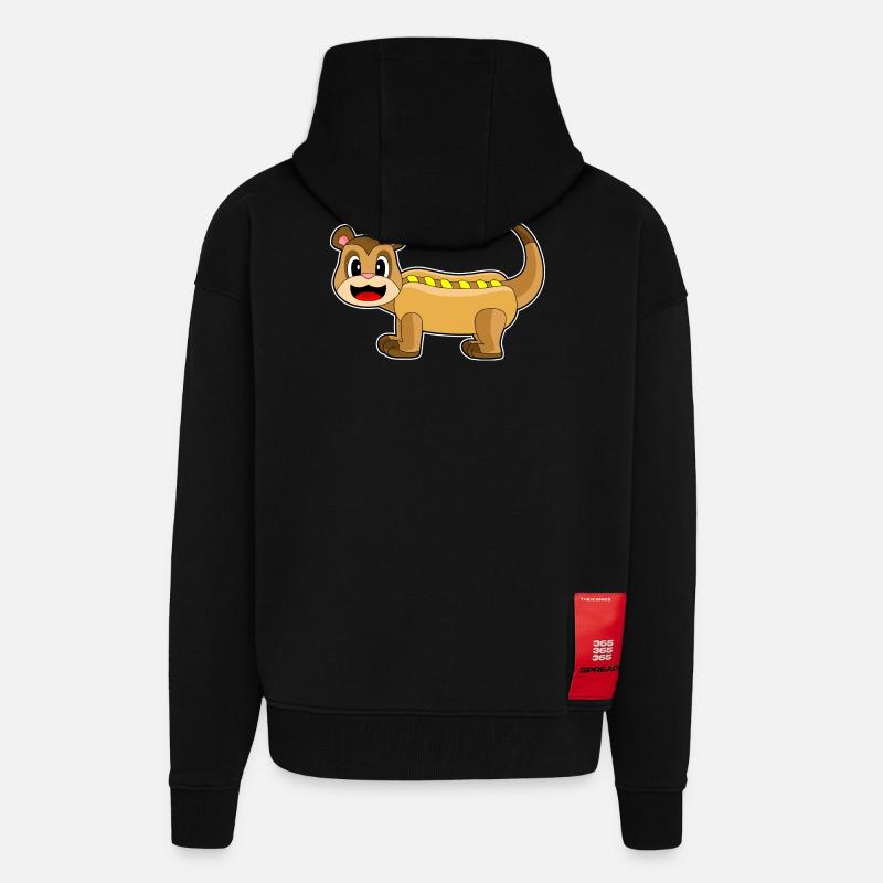Hot-dog suricate - Veste à capuche bio épaisse oversize fabriqué en UE - SOLID BLACK