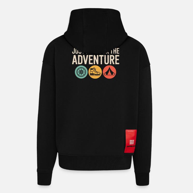 Juste là pour l’aventure - Veste à capuche bio épaisse oversize fabriqué en UE - SOLID BLACK