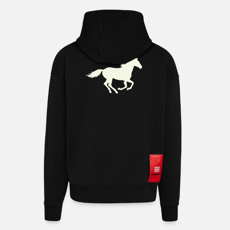 Springender Hengst Silhouette - Zip Hoodie - made by SPREAD - SOLID BLACK