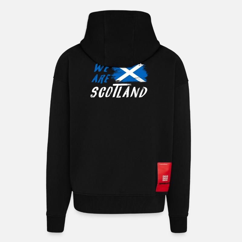 Drapeaux We Are Scotland - Veste à capuche bio épaisse oversize fabriqué en UE - SOLID BLACK
