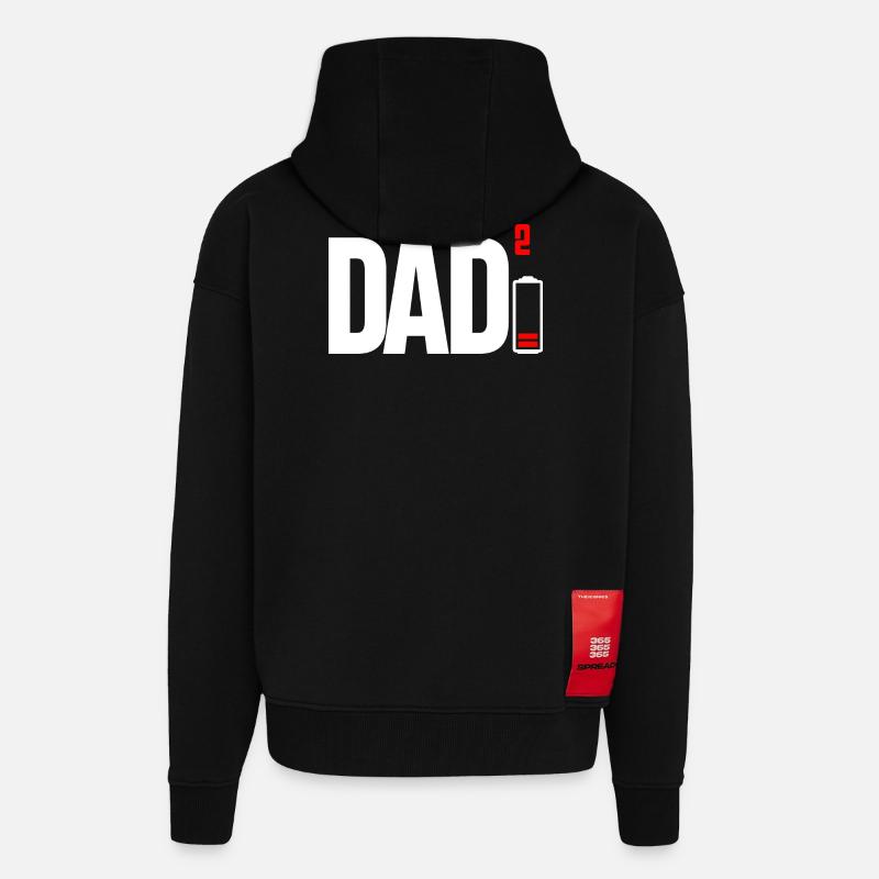 Dad Power Squared Battery Icon - Zip Hoodie - made by SPREAD - SOLID BLACK