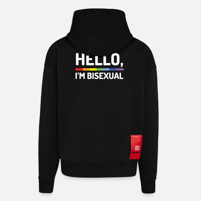 Bonjour, je suis bisexuel - Veste à capuche bio épaisse oversize fabriqué en UE - SOLID BLACK
