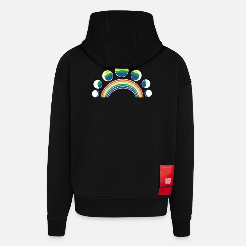 LGBT Mondphasen Monde Regenbogen - Zip Hoodie - made by SPREAD - SOLID BLACK