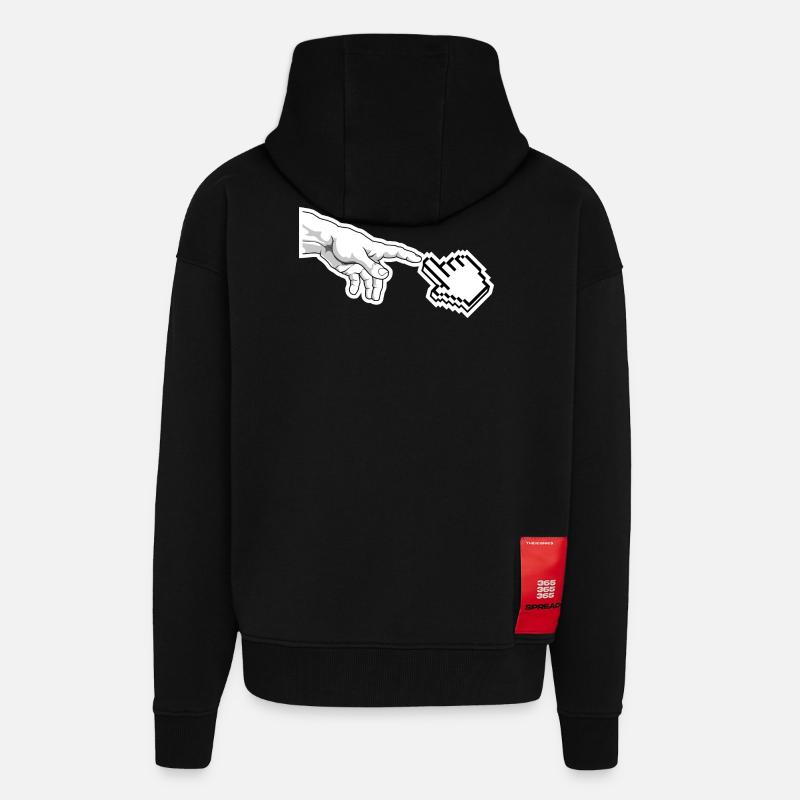 Pixel Pointer Hand Art - Zip Hoodie - made by SPREAD - SOLID BLACK