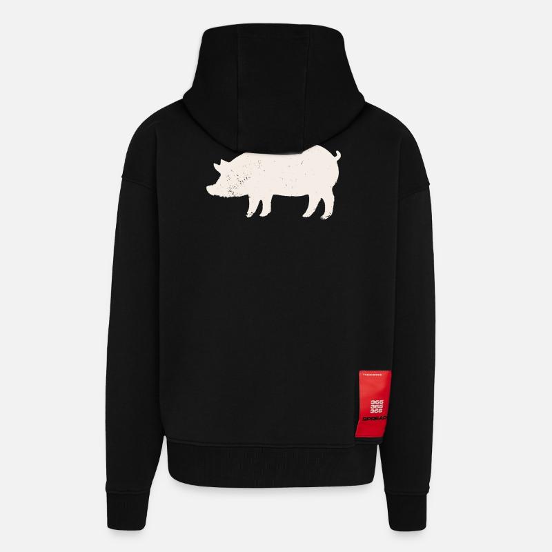 Cochon - Veste à capuche bio épaisse oversize fabriqué en UE - SOLID BLACK