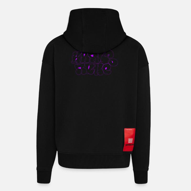 Graffiti violet de Karlsruhe Vomissement - Veste à capuche bio épaisse oversize fabriqué en UE - SOLID BLACK