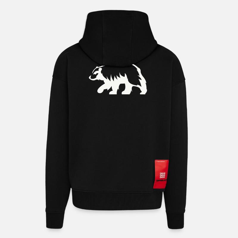 Silhouette d’ours - Veste à capuche bio épaisse oversize fabriqué en UE - SOLID BLACK