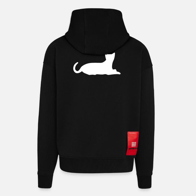 chat chat chat chat chat - Veste à capuche bio épaisse oversize fabriqué en UE - SOLID BLACK