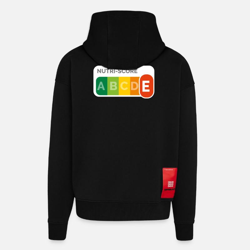 Nutri score E - Veste à capuche bio épaisse oversize fabriqué en UE - SOLID BLACK