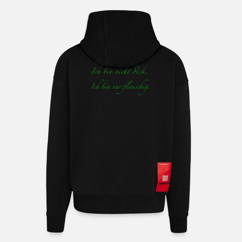 Ich bin nicht dick. - Zip Hoodie - made by SPREAD - SOLID BLACK