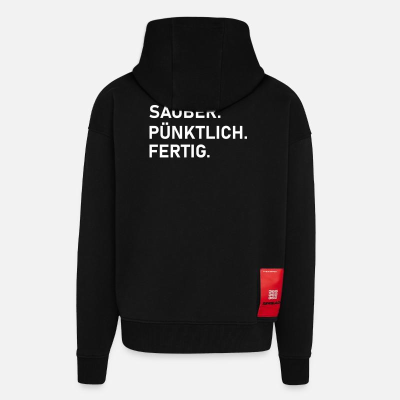 Propre. A temps. Travail professionnel. - Veste à capuche bio épaisse oversize fabriqué en UE - SOLID BLACK