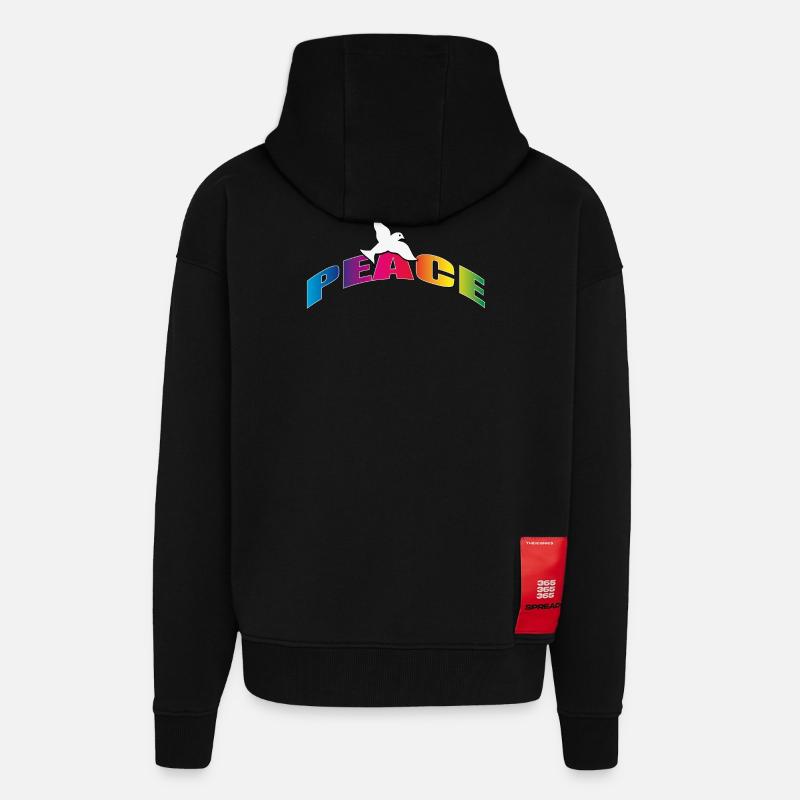 Peace mit Taube Regenbogenfarben - Zip Hoodie - made by SPREAD - SOLID BLACK