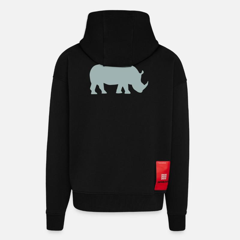 Rhinocéros - Veste à capuche bio épaisse oversize fabriqué en UE - SOLID BLACK