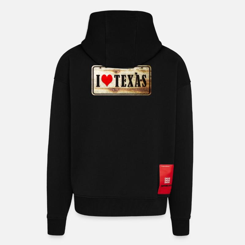 J'adore le Texas - Veste à capuche bio épaisse oversize fabriqué en UE - SOLID BLACK