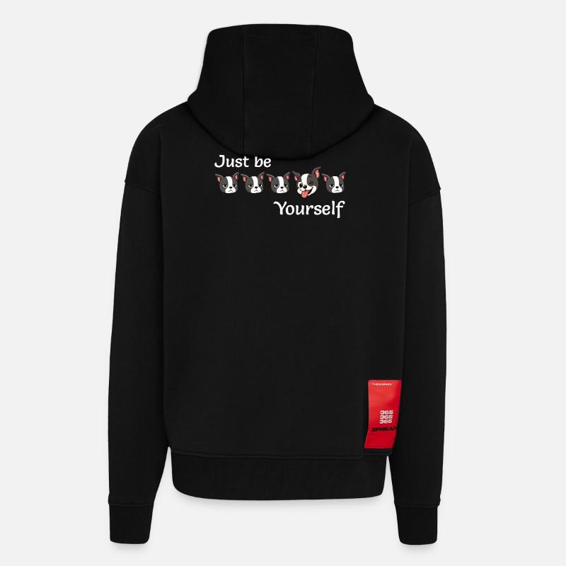 Boston - Sei einfach du selbst - Weißer Text - Zip Hoodie - made by SPREAD - SOLID BLACK