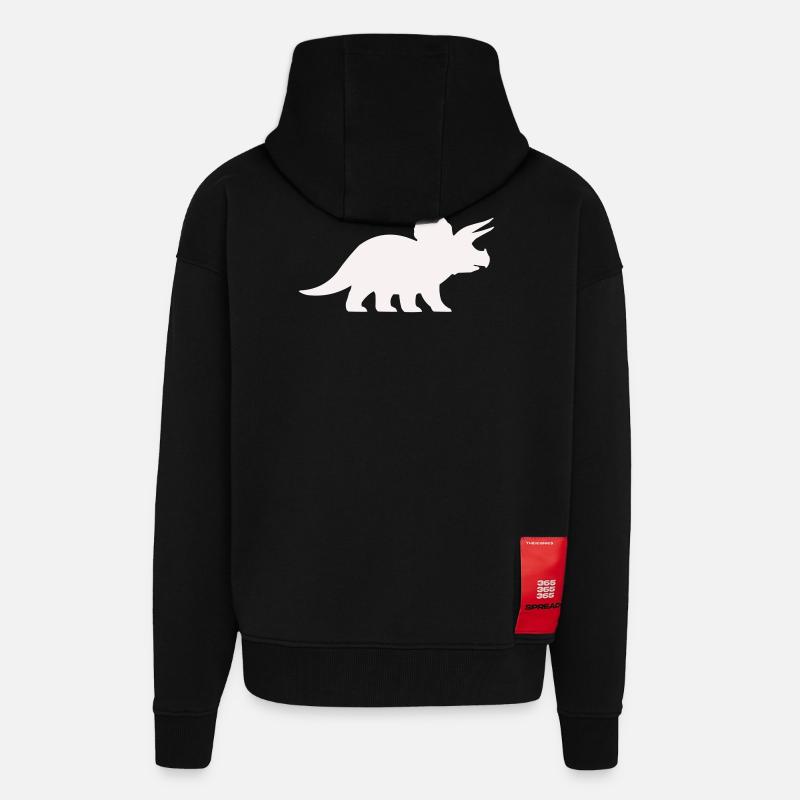 Triceratops Silhouette – Minimal Dino - Zip Hoodie - made by SPREAD - SOLID BLACK