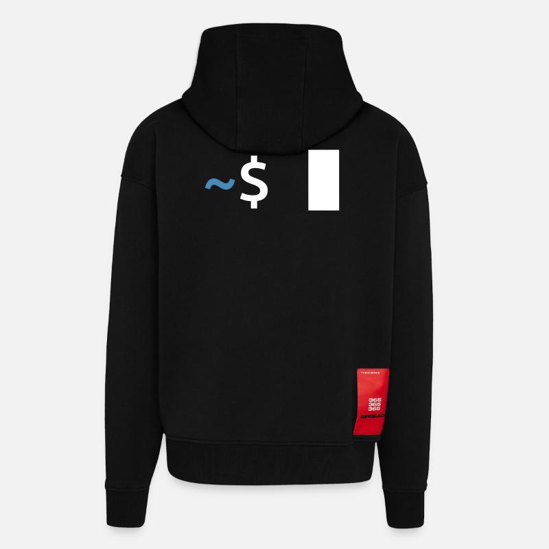 Commande Linux Shell - Veste à capuche bio épaisse oversize fabriqué en UE - SOLID BLACK