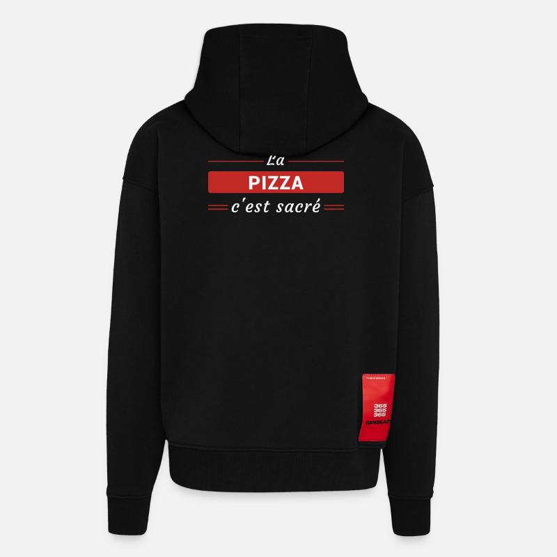 La Pizza, c'est Sacré - Veste à capuche bio épaisse oversize fabriqué en UE - SOLID BLACK