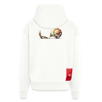 Snail with caravan – Slow Travel as art - Zip Hoodie - made by SPREAD - SOLID BLACK - Back