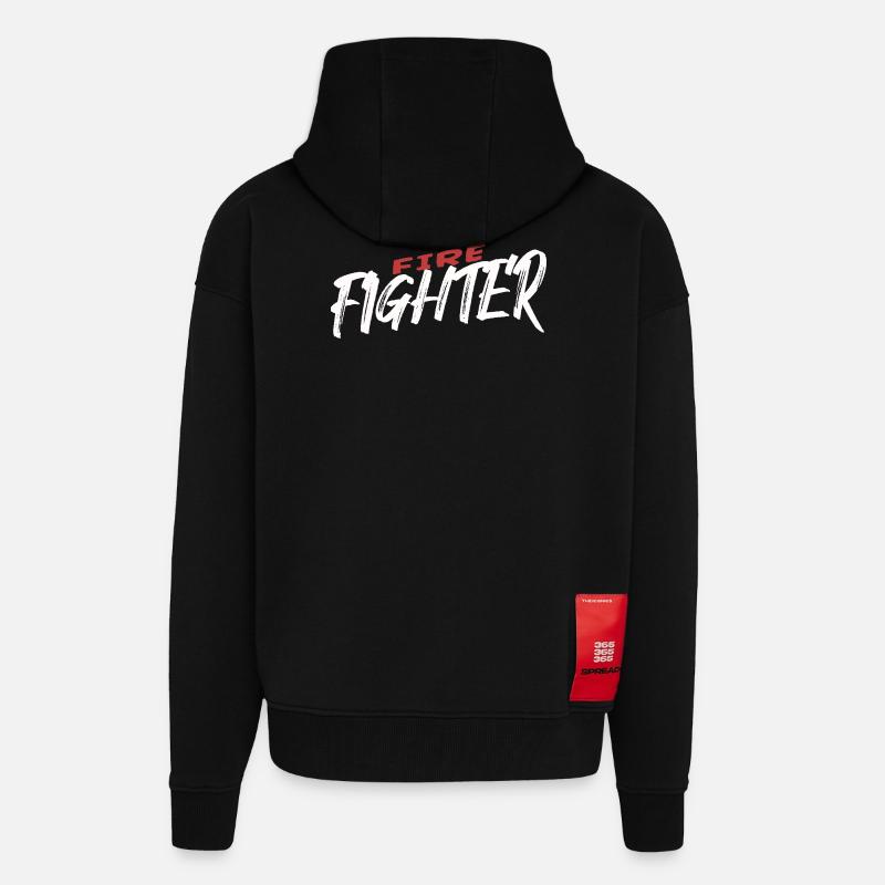 Fire Fighter Firefighter Firefighter - Zip Hoodie - made by SPREAD - SOLID BLACK