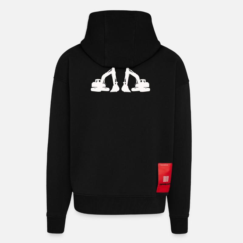 Doppel Bagger Silhouette - Zip Hoodie - made by SPREAD - SOLID BLACK