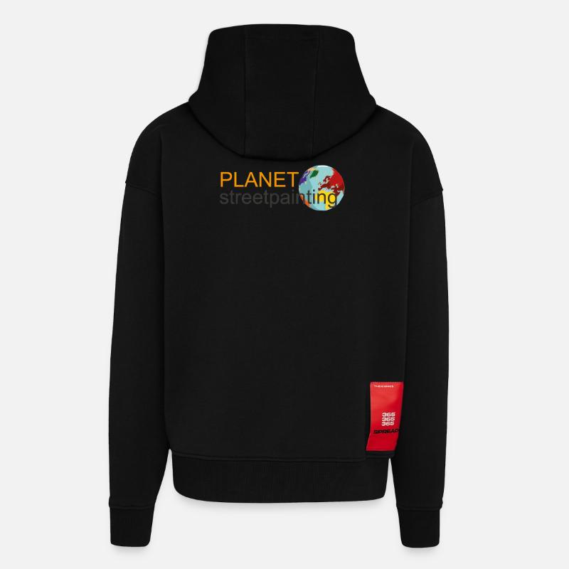 Planet logo wit - Zip Hoodie - made by SPREAD - SOLID BLACK