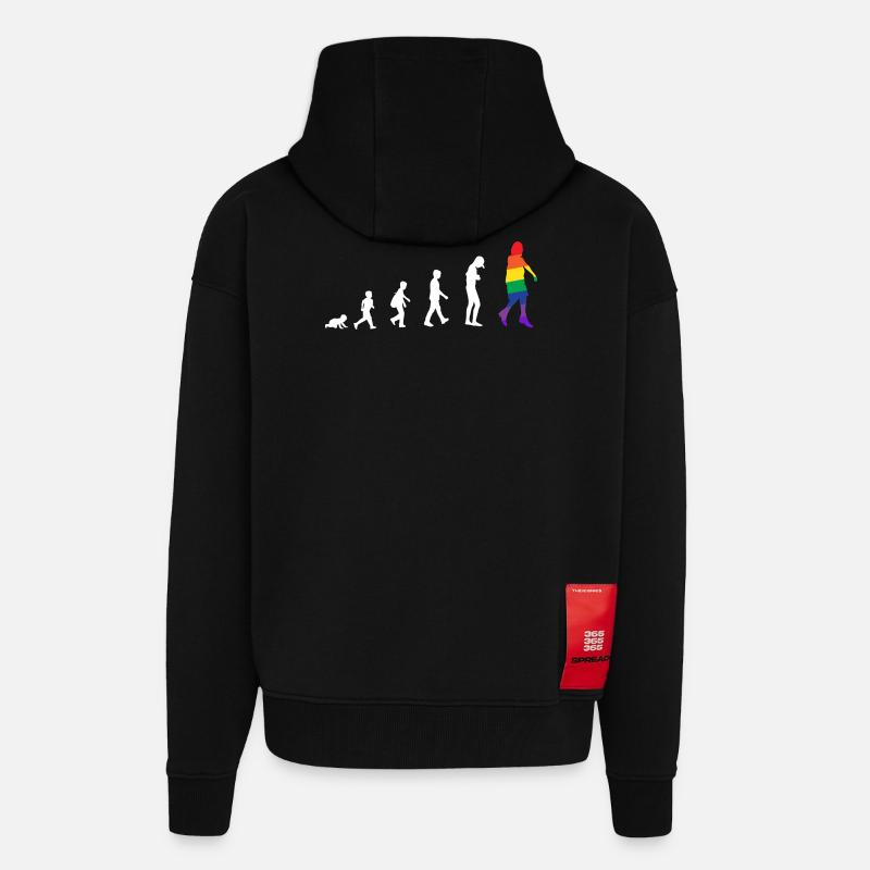 Évolution du bébé à transgenre / gay - Veste à capuche bio épaisse oversize fabriqué en UE - SOLID BLACK