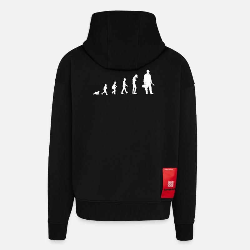 Évolution du bébé au plombier - Veste à capuche bio épaisse oversize fabriqué en UE - SOLID BLACK