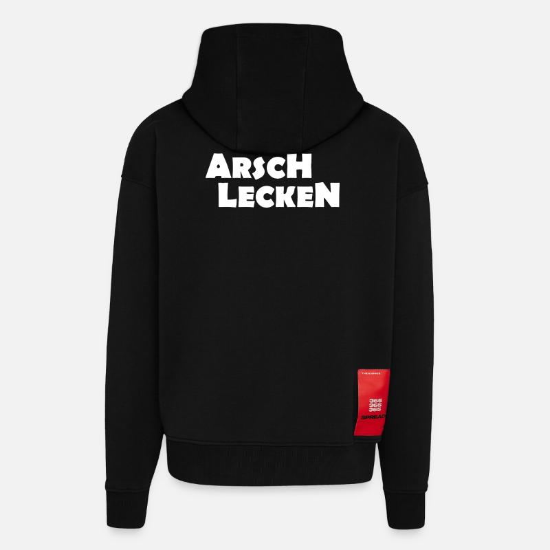 Léchage de cul - Veste à capuche bio épaisse oversize fabriqué en UE - SOLID BLACK